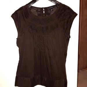 Banana Republic Brown Embroidered Blouse